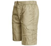 Daniel Google Mens Cargo Combat Plain Shorts Summer Cotton Beach Shorts 6 Pockets Long SZ30-44[Beige,XXL] Composite