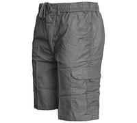 Daniel Google Mens Cargo Combat Plain Shorts Summer Cotton Beach Shorts 6 Pockets Long SZ30-44[Charcoal Grey,M] Composite