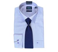 Daniel Grahame Mens Formal Shirt & Tie Set - Thin Pinstripe Blue (UK, Neck, 17.5, Regular, Regular, Lilac Pinstripe)