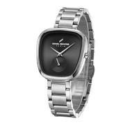 Daniel Hechter Madeleine Collection Ladies Luxury Watch - Oval Shiny Dial with Undersecond and Stainless Steel Strap, black, Dress