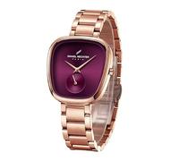 Daniel Hechter Madeleine Collection Luxury Watch for Women - Oval Shaped Gloss dial with sub Second and Stainless Steel Strap, Dial:Maroon,Strap:RoseGold, Luxury