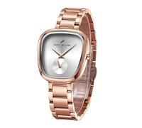 Daniel Hechter Madeleine Collection Luxury Watch for Women - Oval Shaped Gloss dial with sub Second and Stainless Steel Strap, White, Dress