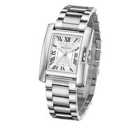 Daniel Hechter Paris Opera Collection Square Dial Watch for Women with Roman Indices and Stainless Steel Strap-DHW2004, Silver, Analog Watch