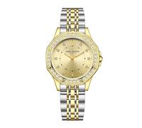 Daniel Hechter Paris Vendome Collection Analog Watch for Women with Crystal Studded Bezel, Crystal Accents and Stainless Steel Strap, Gold