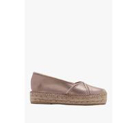 DANIEL Idiamante Pewter Leather Embellished Flatform Espadrilles Size: