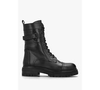 DANIEL Idris Black Leather Ankle Strap Biker Boots Size: 37, Colour: B