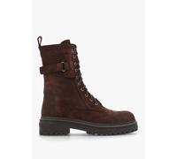 DANIEL Idris Brown Suede Ankle Strap Biker Boots Size: 40, Colour: Bro