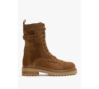 DANIEL Idris Tan Suede Ankle Strap Biker Boots Size: 41, Colour: Tan S