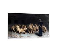Daniel in the Lion's Den Briton Riviere Wall Art Famous Artwork Reproduction Briton Riviere Prints on Canvas Picture for Lounge Study Man Cave Wall decoration 60x95cm(24x37in) Frame