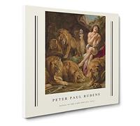 Daniel In The Lions' Den By Peter Paul Rubens Canvas Print | Gallery Wrapped 30mm Frame Wall Art | 14x14 inches | Ready to Hang | Classic Animal Picture | Living Room Bedroom Lounge Office