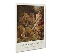 Daniel In The Lions' Den By Peter Paul Rubens Canvas Print | Gallery Wrapped 30mm Frame Wall Art | 24x16 inches | Ready to Hang | Classic Animal Picture | Living Room Bedroom Lounge Office