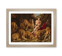 Daniel In The Lions' Den By Peter Paul Rubens Classic Painting Framed Print | A3 Oak Framed Wall Art | Ready to Hang | Classic Animal Picture | Living Room Bedroom Lounge Office