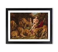 Daniel In The Lions' Den By Peter Paul Rubens Classic Painting Framed Print | A4 Black Framed Wall Art | Ready to Hang | Classic Animal Picture | Living Room Bedroom Lounge Office