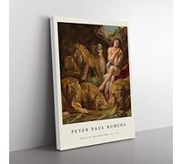 Daniel In The Lions' Den By Peter Paul Rubens Exhibition Museum Painting Canvas Wall Art Print Ready to Hang, Framed Picture for Living Room Bedroom Home Office Décor, 76x50 cm (30x20 Inch)