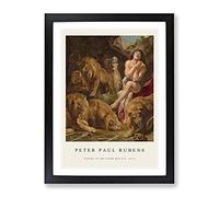 Daniel In The Lions' Den By Peter Paul Rubens Exhibition Museum Painting Framed Print | A2 Black Framed Wall Art | Ready to Hang | Modern Animal Picture | Living Room Bedroom Lounge Office