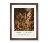 Daniel In The Lions' Den By Peter Paul Rubens Exhibition Museum Painting Framed Print | A3 Walnut Framed Wall Art | Ready to Hang | Modern Animal Picture | Living Room Bedroom Lounge Office