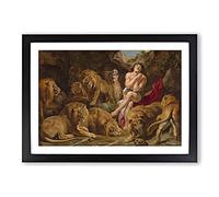 Daniel in The Lions' Den by Peter Paul Rubens Framed Print | A2 Black Framed Wall Art | Ready to Hang | Modern Animal Picture | Living Room Bedroom Lounge Office
