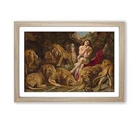 Daniel in The Lions' Den by Peter Paul Rubens Framed Print | A2 Oak Framed Wall Art | Ready to Hang | Modern Animal Picture | Living Room Bedroom Lounge Office