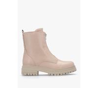 DANIEL Izippe Cream Leather Front Zip Ankle Boots Size: 40, Colour: Wh