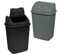 Daniel James 10L or 30L Swing Bin - Waste Recycling Bin with Swing Flip Top Lid - Durable Plastic Rubbish Bin for Kitchen, Bathroom, Bedroom & Office - Black or Silver (Silver, 30 Litre)