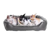 Daniel James Cat & Dog Bed - Washable Fleece Pet Cat Dog Sofa Bed with Non-Slip Base - Soft Cosy Mattress Cushion for Small, Medium, Large Pets - Large, Grey