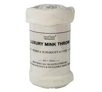 DANIEL JAMES Housewares Ivory Soft Mink Throw Faux Luxury Fur Fleece Large Sofa Blanket Bedding Warm Bed (King)