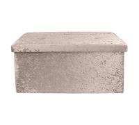 DANIEL JAMES Housewares Large 2 Seater Crushed Velvet Foldable Ottoman Storage Box Double Bed Foot Stool (Cream)