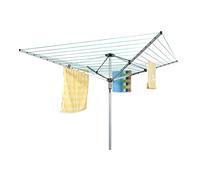 DANIEL JAMES Housewares Outdoor Garden 4 Arm 50m Folding Clothes Airer Rotary Washing Line Dryer with Free Ground Spike and Cover, Silver