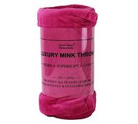 DANIEL JAMES Housewares Soft Mink Throw Over Bed Faux Cuddle Luxury Fur Fleece Bedding Sofa Warm Blanket (Fuschia, King)