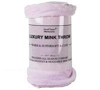 DANIEL JAMES Housewares Soft Mink Throw Over Bed Faux Cuddle Luxury Fur Fleece Bedding Sofa Warm Blanket (Blush, Double)