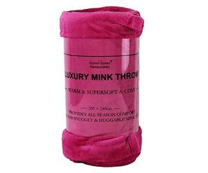 DANIEL JAMES Housewares Soft Mink Throw Over Bed Faux Cuddle Luxury Fur Fleece Bedding Sofa Warm Blanket (Fuschia, King)