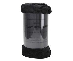 DANIEL JAMES Housewares Soft Mink Throw Over Bed Faux Cuddle Luxury Fur Fleece Bedding Sofa Warm Blanket (Black, Single)