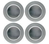 Daniel James Metallic Charger Plates - 33cm Round Reusable Dining Table Setting Plates for Christmas Party, Celebration, Weddings & Table Décor Placemat - Silver Diamond, Pack of 4