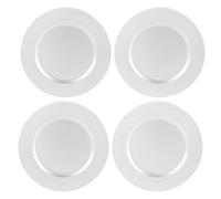 Daniel James Metallic Charger Plates - 33cm Round Reusable Dining Table Setting Plates for Christmas Party, Celebration, Weddings & Table Décor Placemat - Pack of 4, 8 or 12 (4, White (Diamond))