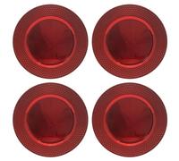 Daniel James Metallic Charger Plates - 33cm Round Reusable Dining Table Setting Plates for Christmas Party, Celebration, Weddings & Table Décor Placemat - Red Diamond, Pack of 4