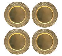 Daniel James Metallic Charger Plates - 33cm Round Reusable Dining Table Setting Plates for Christmas Party, Celebration, Weddings & Table Décor Placemat - Gold Diamond, Pack of 4