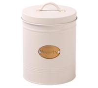 DANIEL JAMES Retro Round Biscuit Jar, Cookie Container with Lid, Cream Steel Kitchen Storage Caddy with Lid, Kitchen Storage Container, Food Storage Canister - Cream