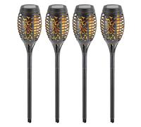 Daniel James Solar Lights - Set of 4 Flickering LED Outdoor Solar Lights with Dancing Flames for Garden, Patio, Pathway & Driveway - Waterproof & Energy-Efficient Outdoor Lighting - Black, 50cm