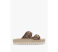 DANIEL Jools Leopard Pony Hair Flatform Espadrille Mules Size: 36, Col