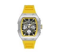 Daniel Klein, Watch for Men, Multifunction Mens Watch - Colorful Wrist Watch for Men, Analog Wrist Watch, Luxury Watches for Men, Mens Silicone Strap Watch, Silver/Yellow, One Size, Modern
