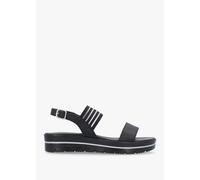 DANIEL Lozzie Black Two Strap Embellished Low Wedge Sandals Size: 39,