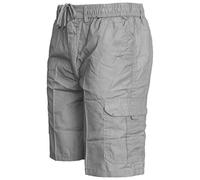Daniel Mens Cargo Combat Plain Shorts Summer Cotton Beach Shorts 6 Pockets Long SZ30-44[Light Grey,XXL] Composite