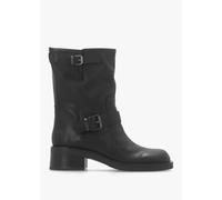 DANIEL Naomi Black Leather Double Buckle Biker Boots Size: 39, Colour: