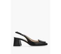 DANIEL Nessie Black Patent Leather Block Heel Sling Backs Size: 37, Co