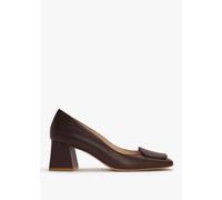 DANIEL Nessie Brown Leather Block Heel Court Shoes Size: 38, Colour: B
