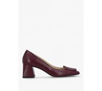 DANIEL Nessie Burgundy Leather Block Heel Court Shoes Size: 40, Colour