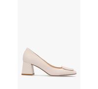 DANIEL Nessie Cream Leather Block Heel Court Shoes Size: 41, Colour: C