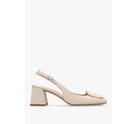 DANIEL Nessie Cream Leather Block Heel Sling Backs Size: 40, Colour: C