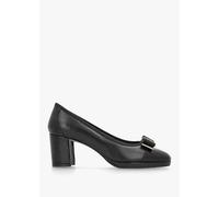 DANIEL Paige Black Leather Block Heel Court Shoes Size: 37, Colour: Bl