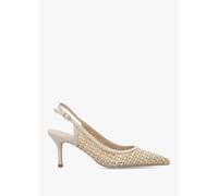 DANIEL Rachel Beige Woven Sling Back Heeled Court Shoes Size: 40, Colo